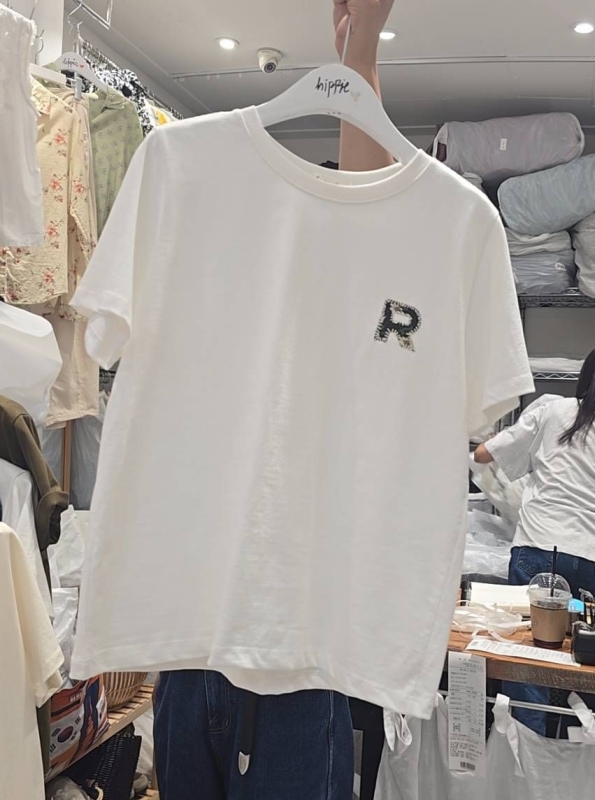韓 圓領R上衣 3色 size