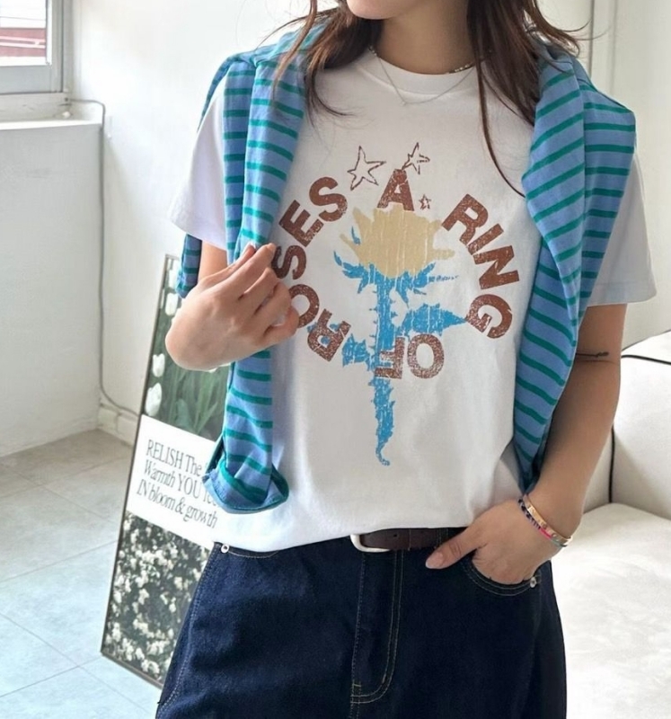 韓 帶刺花上衣 2色 size