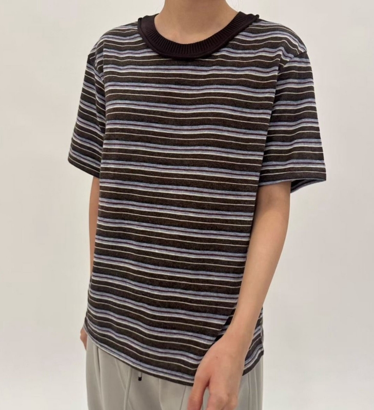 韓 背小標條文上衣 2色 size