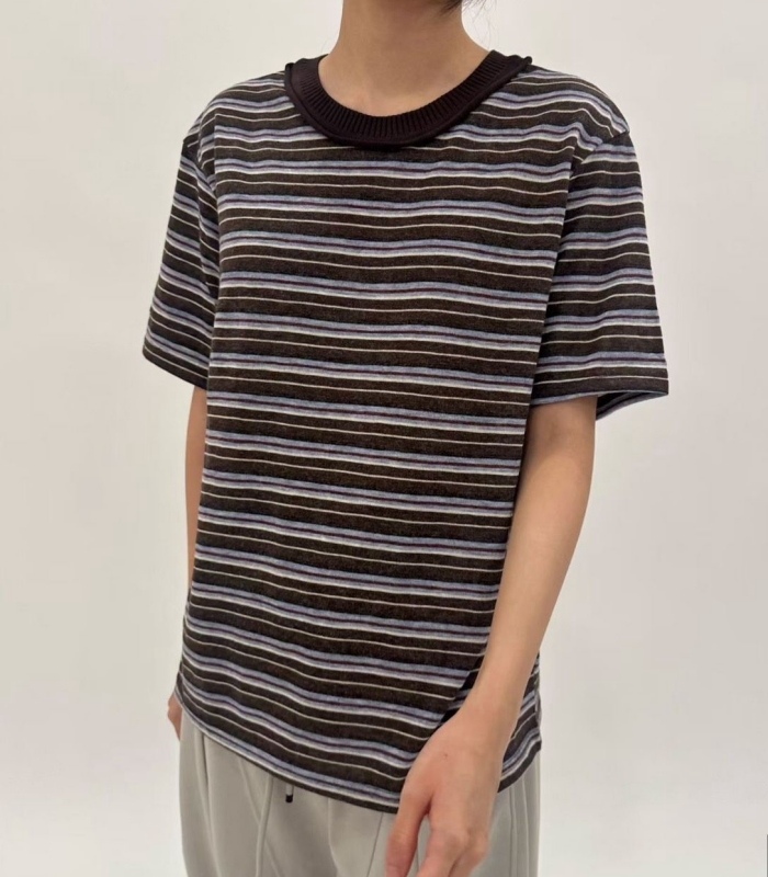 韓 背小標條文上衣 2色 size
