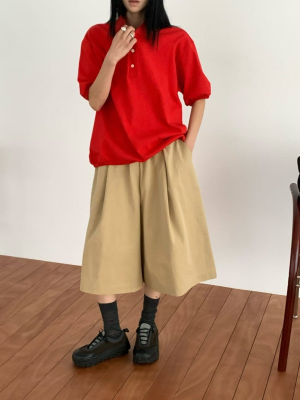 韓 有領寬鬆小釦上衣 4色 size