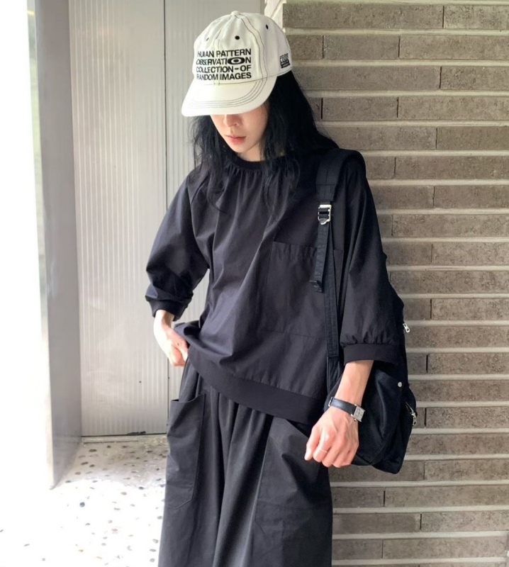 韓 單口袋八分袖上衣 3色 size