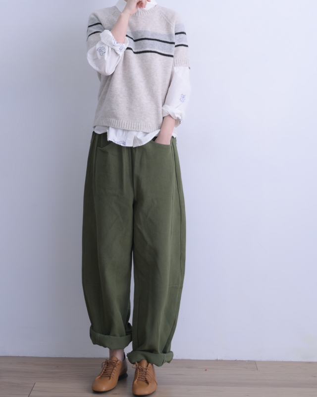 韓 拚色條短袖上衣 3色 size