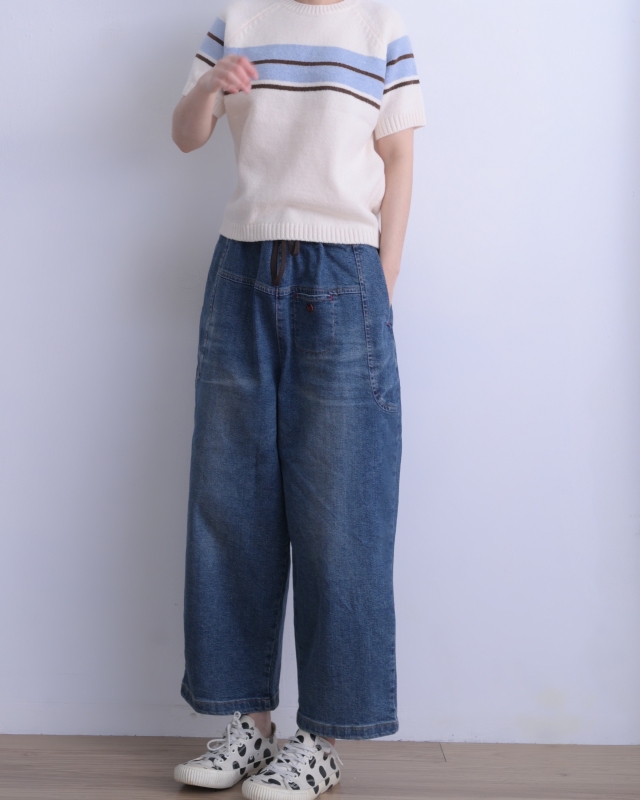 韓 拚色條短袖上衣 3色 size