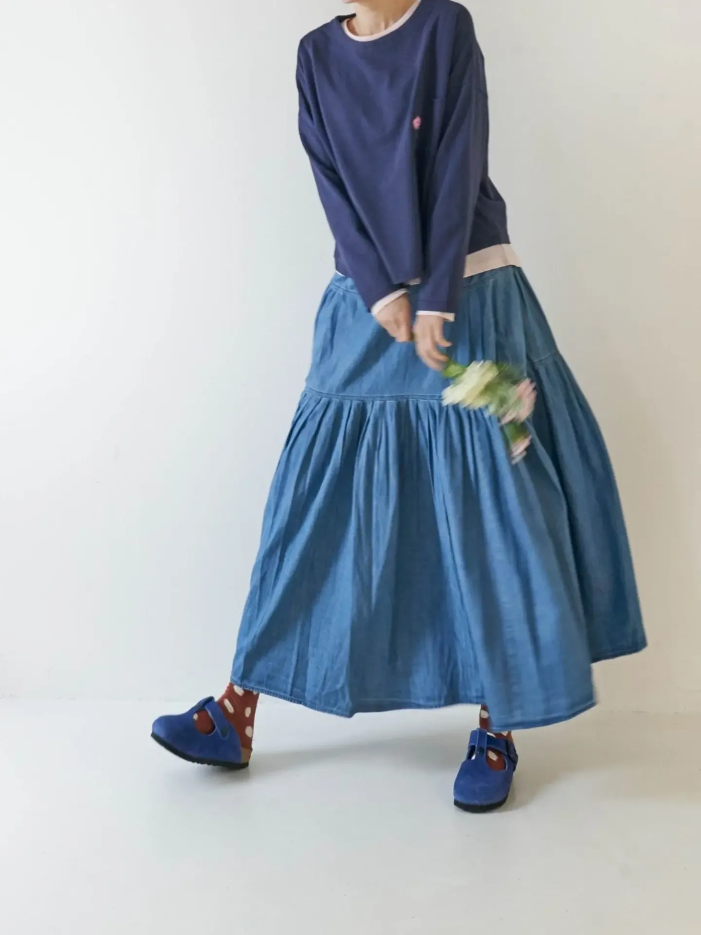 韓 口袋小花背大花上衣 3色