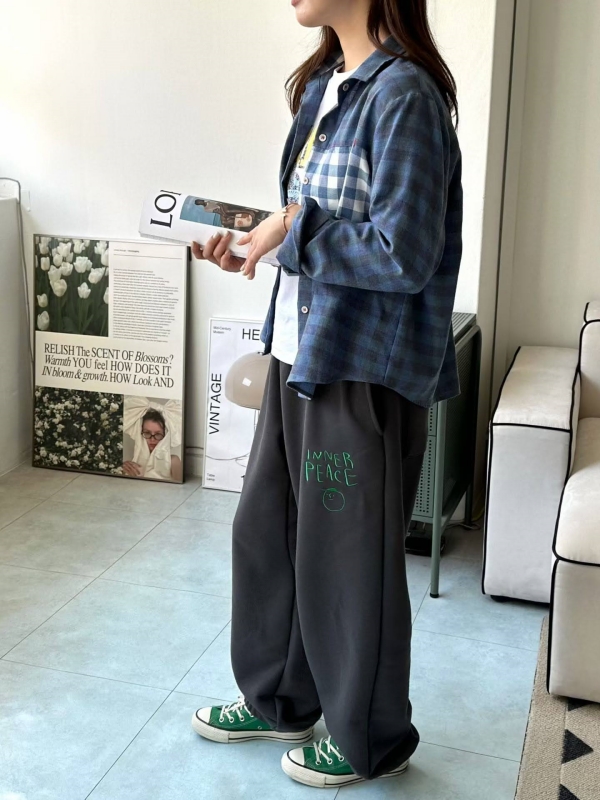 韓 撞色格紋口袋襯衫 2色