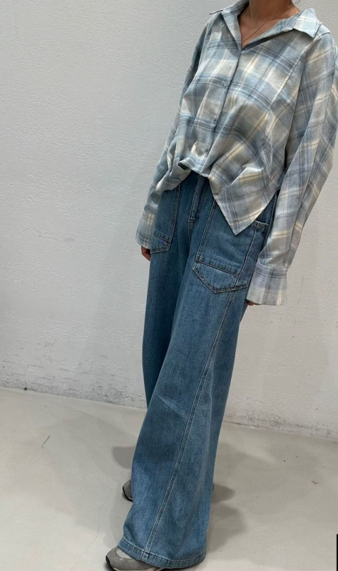 韓 下襬打結寬版襯衫 4色 size