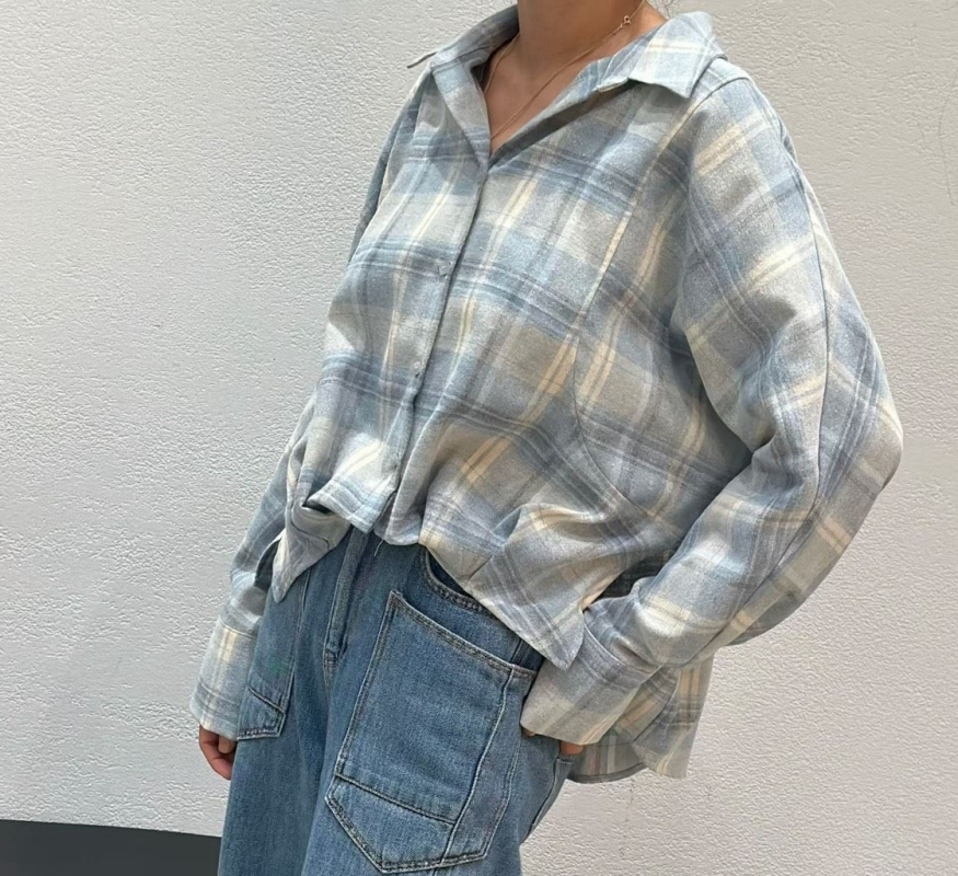韓 下襬打結寬版襯衫 4色 size