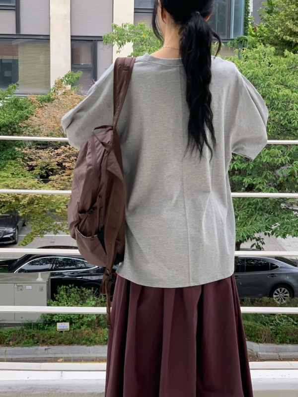 韓 落肩寬版素面上衣 4色