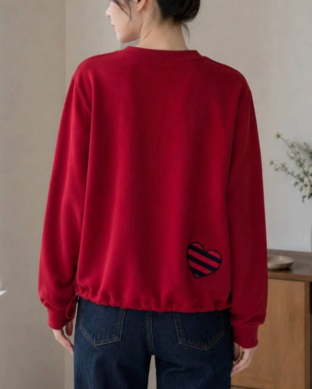韓 貓咪刺繡抽繩大學T 2色 size