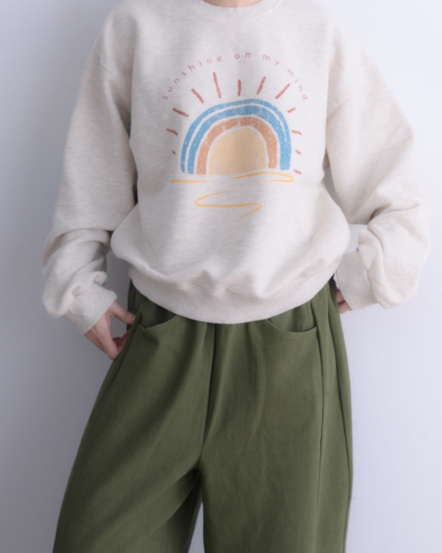 韓 彩虹撞色手肘大學T 2色 size
