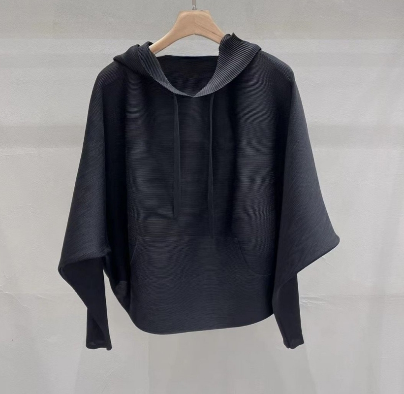 韓 壓紋寬袖連帽上衣 2色 size