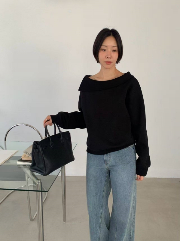 韓 反摺領素色上衣 2色 size