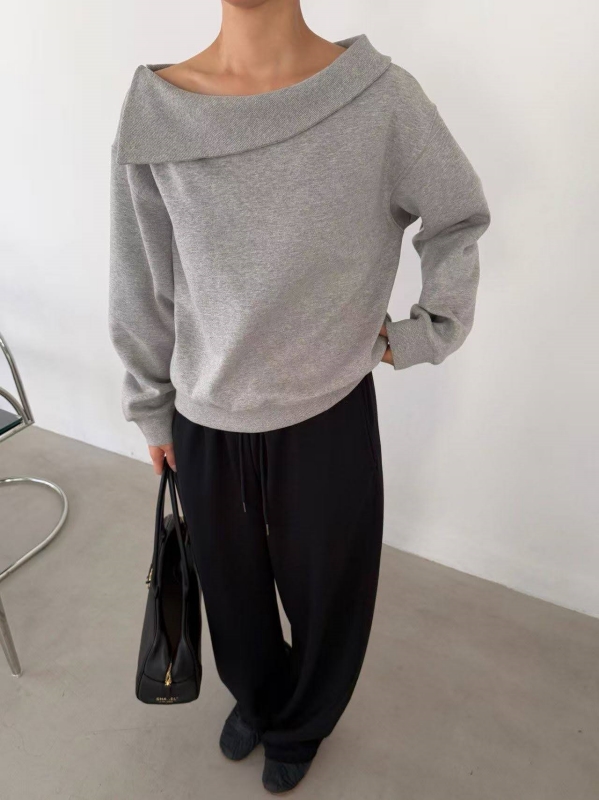 韓 反摺領素色上衣 2色 size