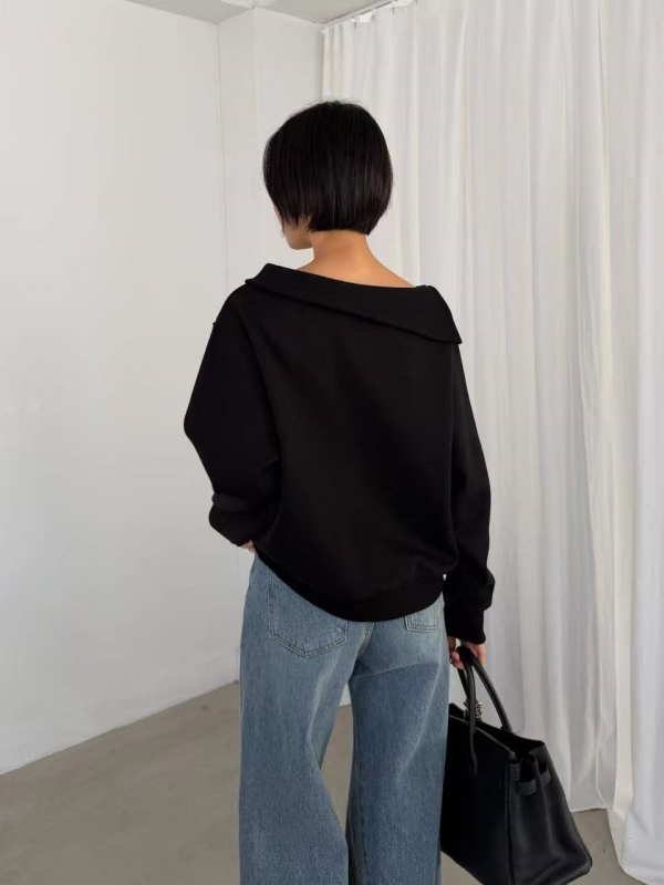 韓 反摺領素色上衣 2色 size