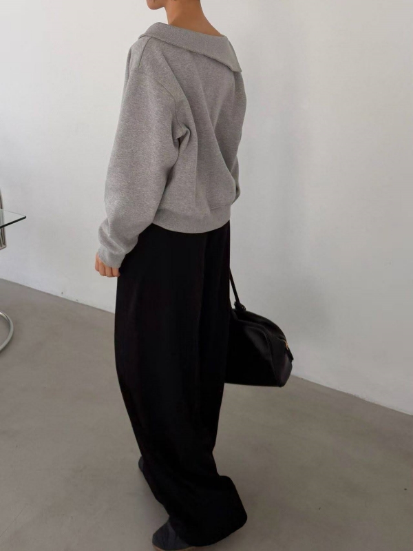 韓 反摺領素色上衣 2色 size
