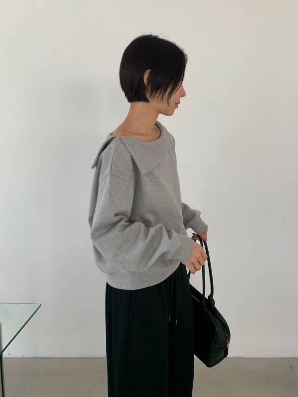 韓 反摺領素色上衣 2色 size