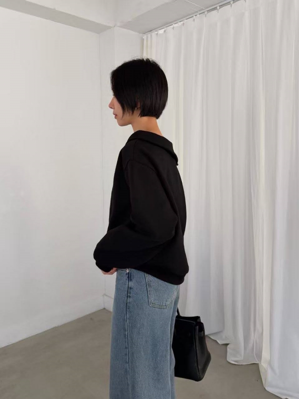 韓 反摺領素色上衣 2色 size