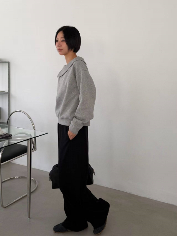 韓 反摺領素色上衣 2色 size