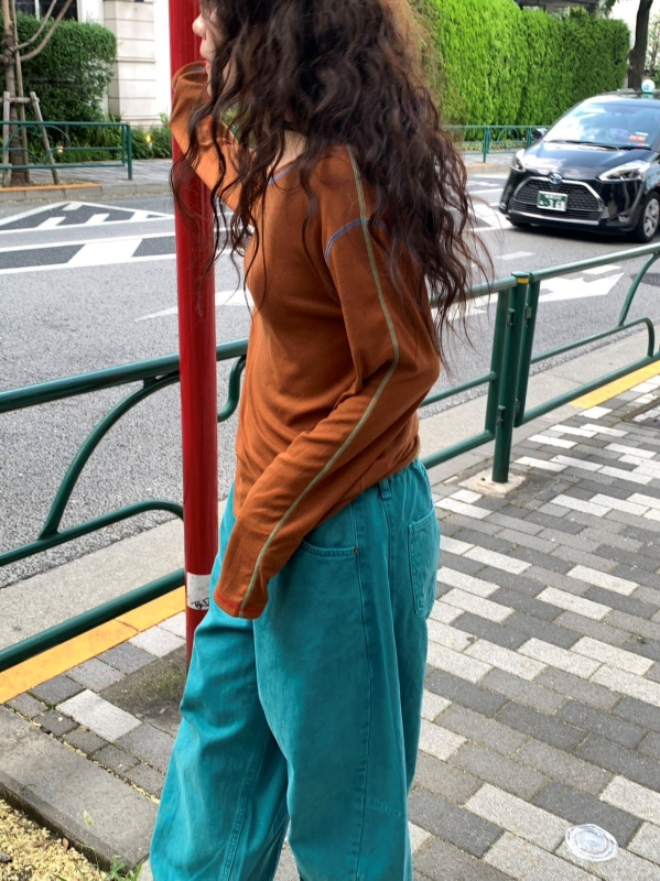 韓 撞色車線上衣 6色