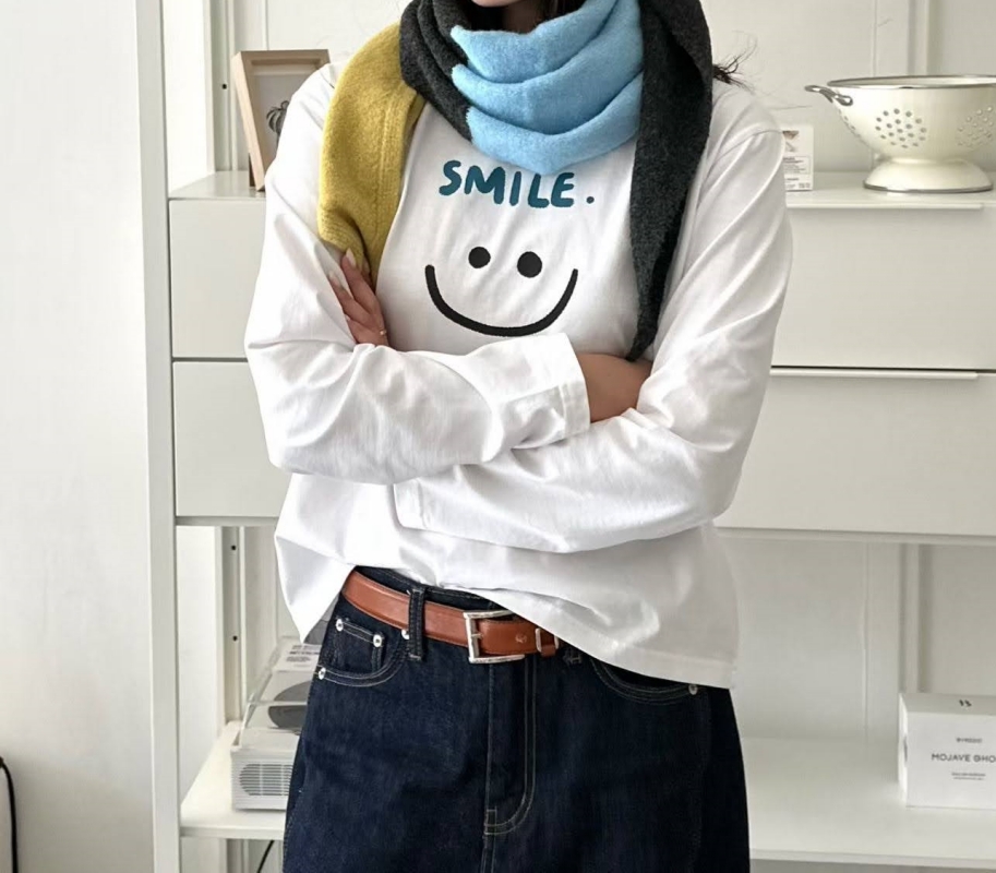 韓 SMILE笑臉上衣 2色