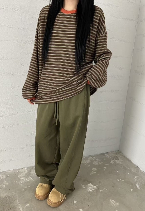 韓 撞色領條紋上衣 3色