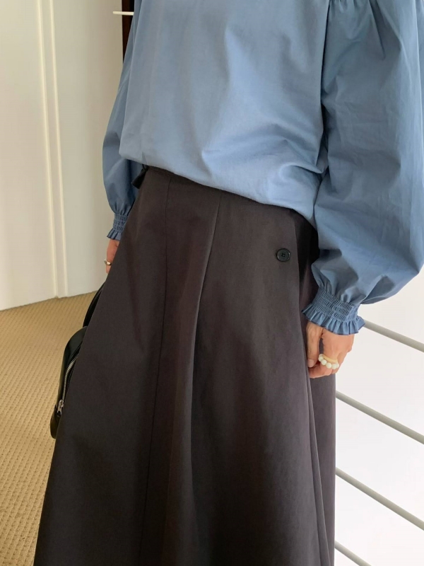 韓 荷葉袖口澎袖上衣 3色
