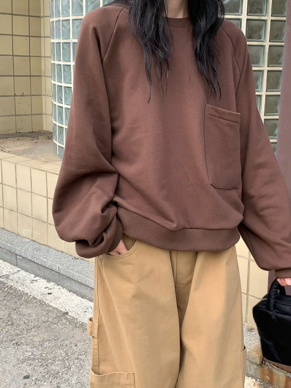 韓 大口袋落肩上衣 3色