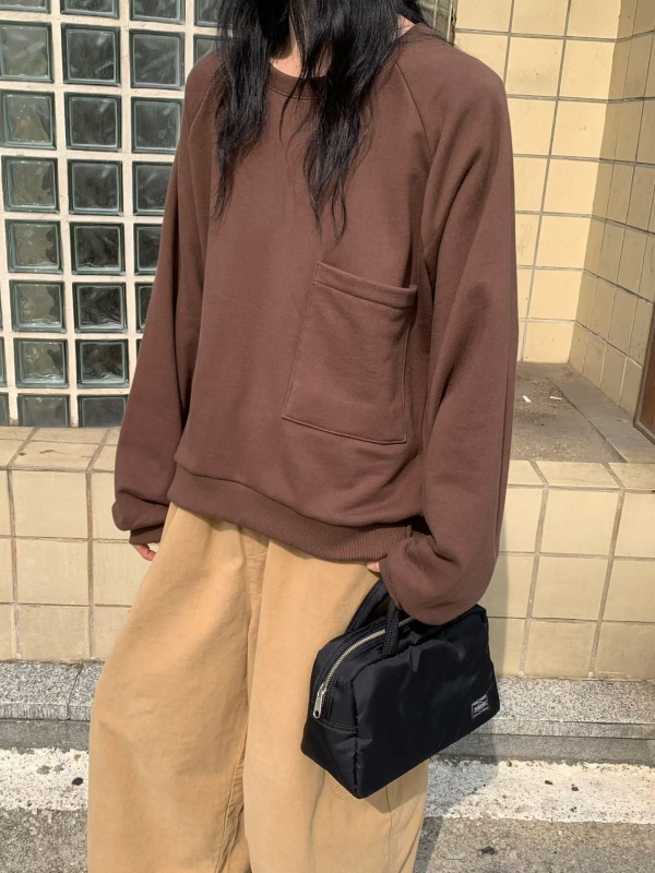 韓 大口袋落肩上衣 3色