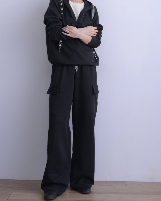 韓 菱格織帶連帽上衣 3色