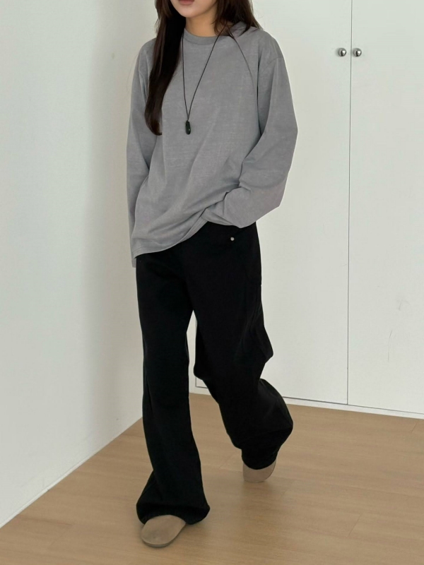 韓 圓領側開衩上衣 3色