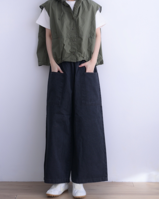 韓 連帽抽繩襬背心 3色 size
