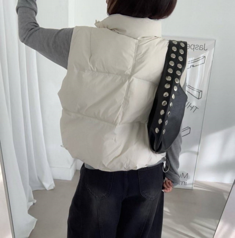 韓 抽繩下襬立領背心 3色