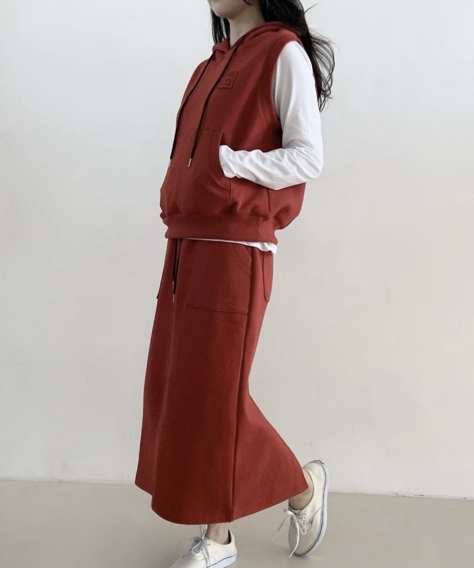 韓 小標口袋連帽背心 3色 size
