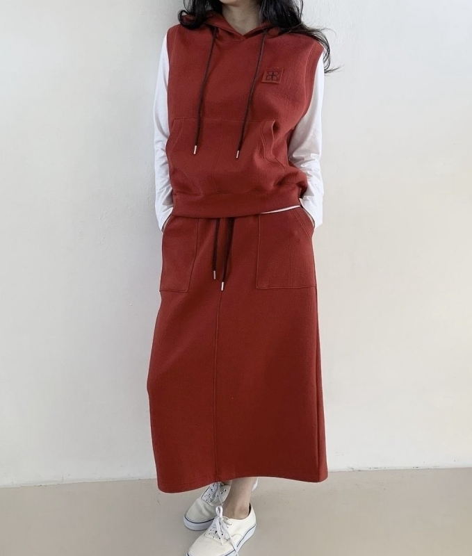 韓 小標口袋連帽背心 3色 size