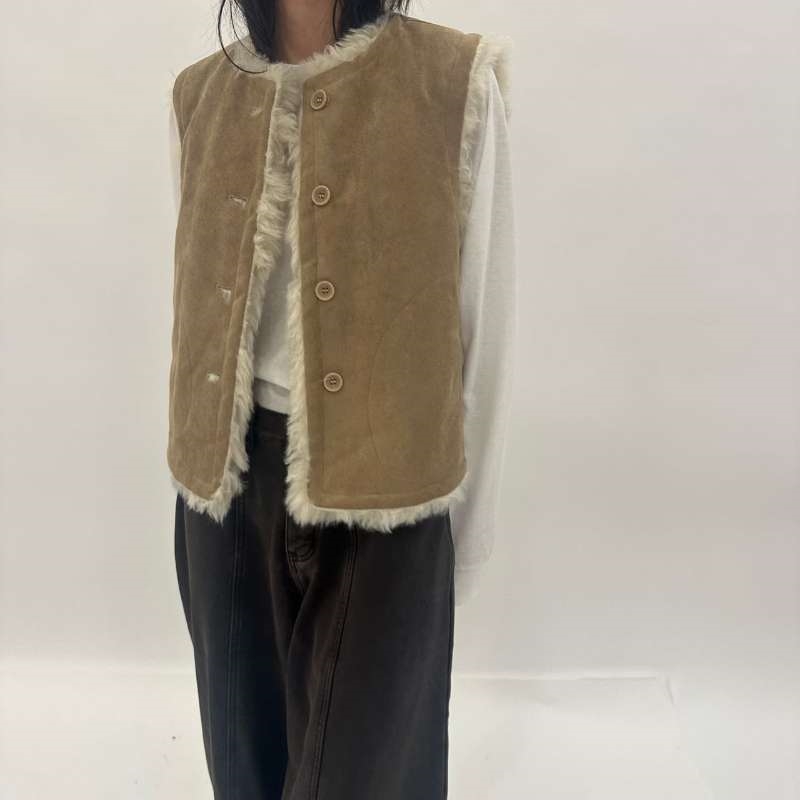 韓 毛毛雙面背心 3色