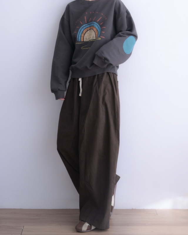 韓 小絨綁帶寬褲 3色 size