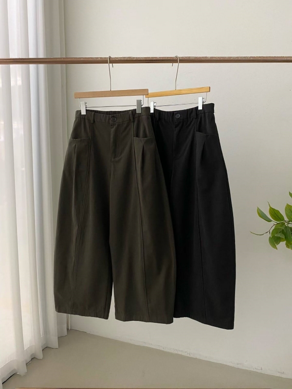 韓 打摺繭型寬褲 2色