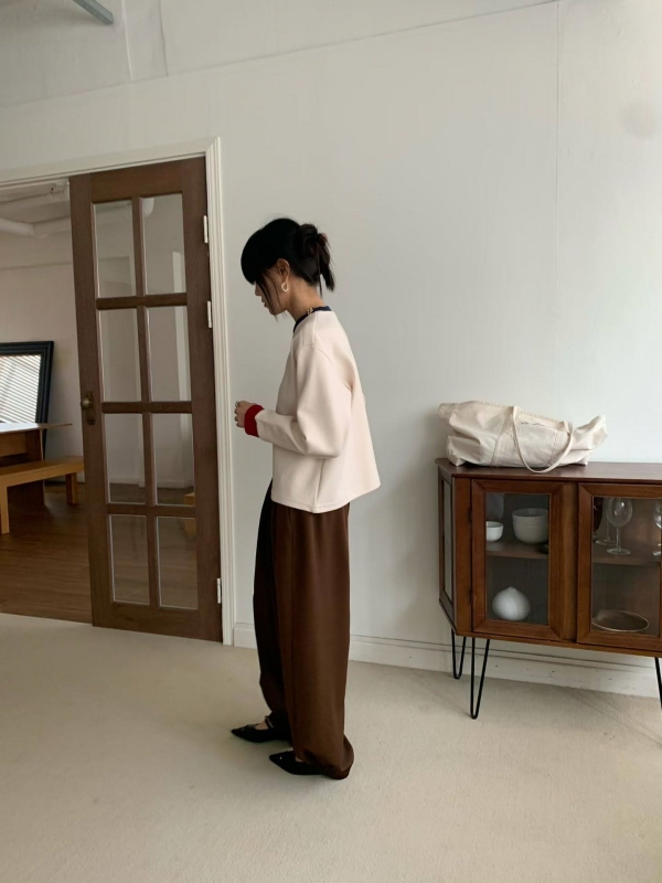 韓 抓褶縮口寬褲 2色
