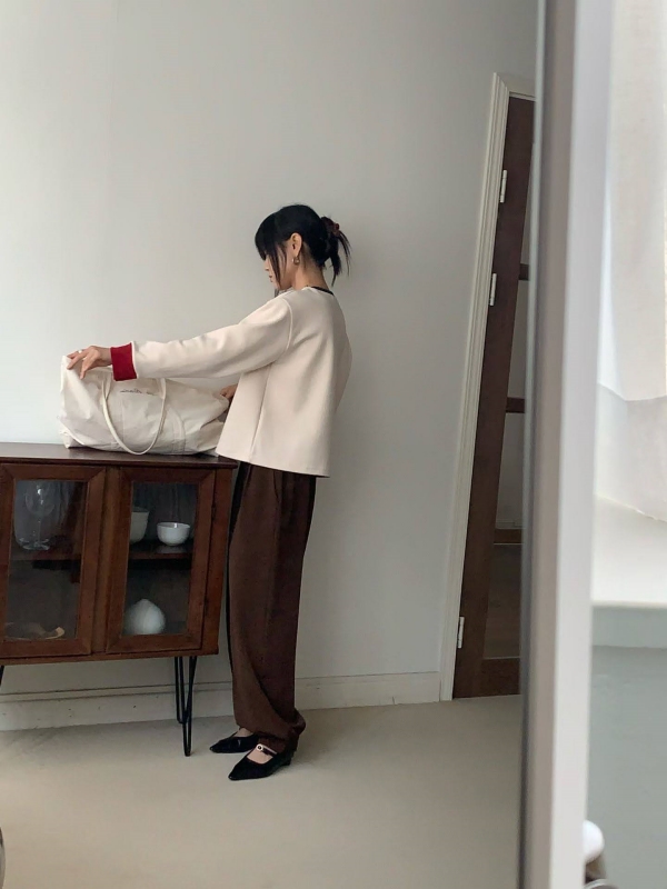 韓 抓褶縮口寬褲 2色