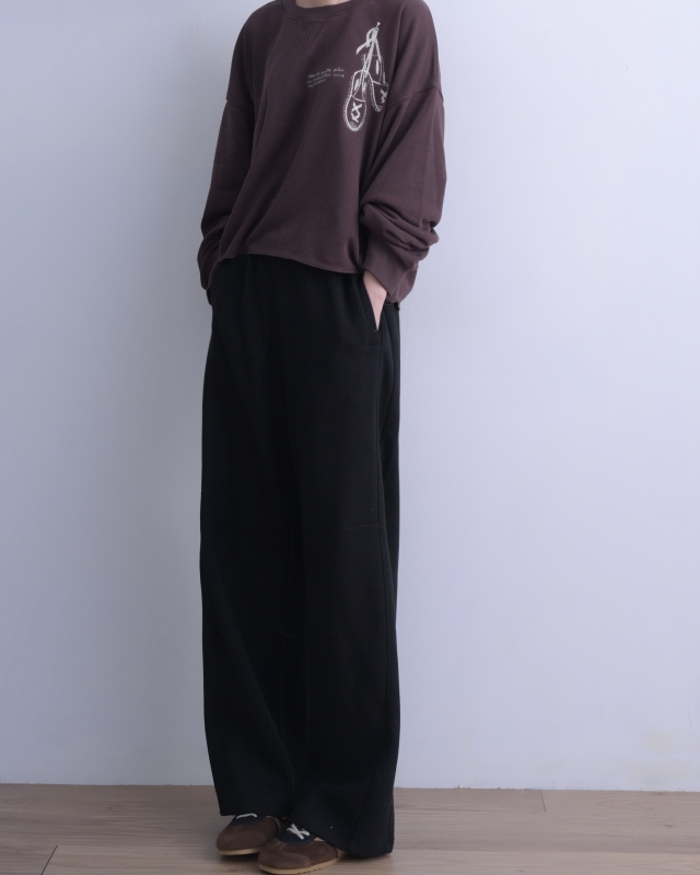 韓 腰織帶小寬褲 2色