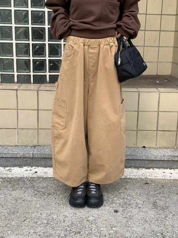 韓 大口袋繭型寬褲 3色