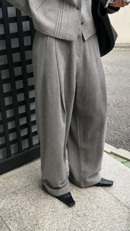 韓 前打摺後鬆緊寬褲 3色