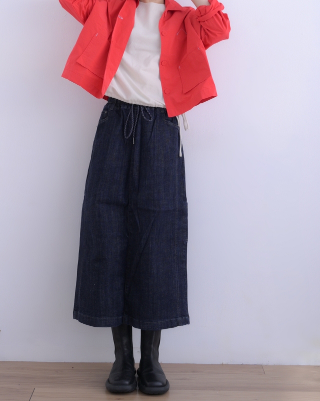 韓 深藍牛仔長裙 size