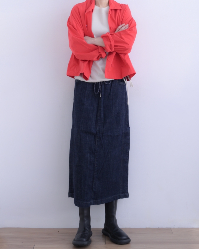 韓 深藍牛仔長裙 size