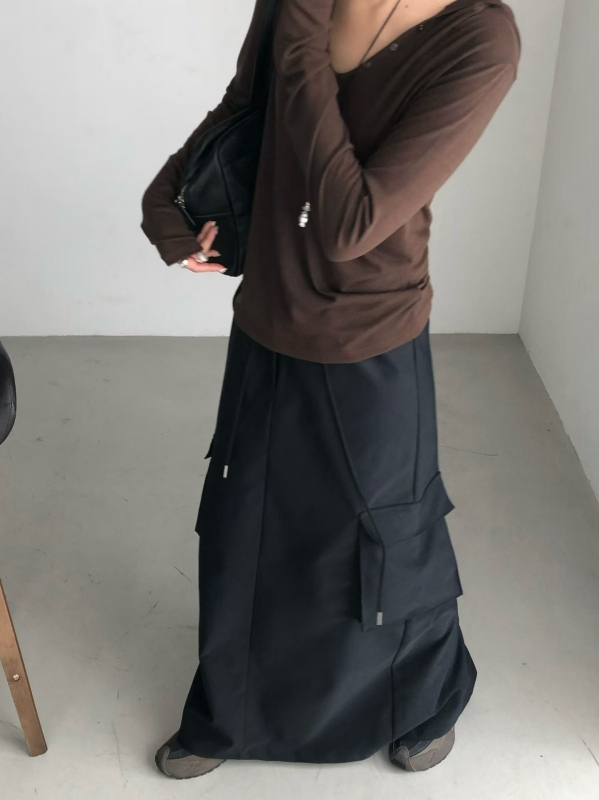 韓 工裝口袋長裙 2色
