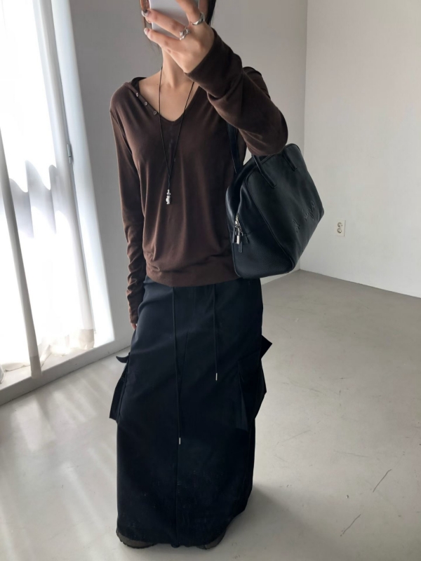 韓 工裝口袋長裙 2色