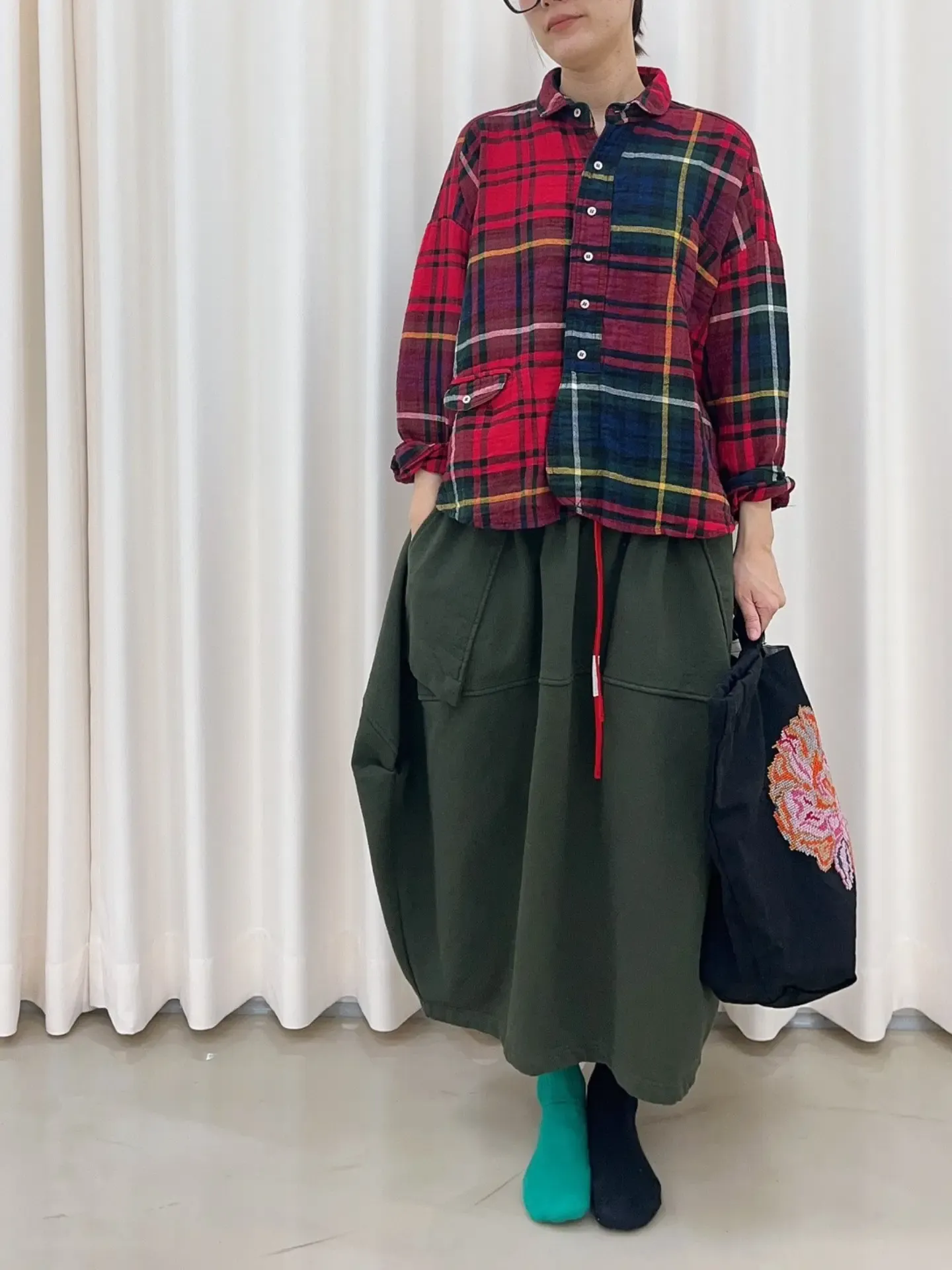 韓 大口袋抽繩燈籠裙 3色 size