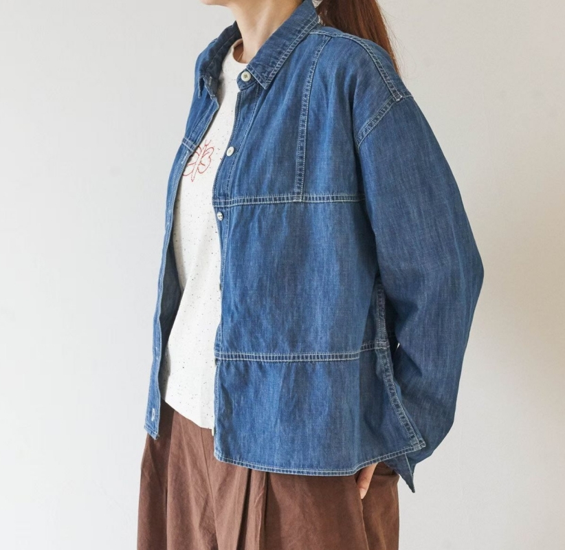韓 剪接牛仔外套 size