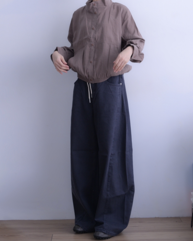 韓 立領抓褶短版外套 2色 size